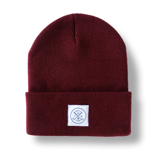 That's A Gimme™ Burgundy Beanie - White Patch