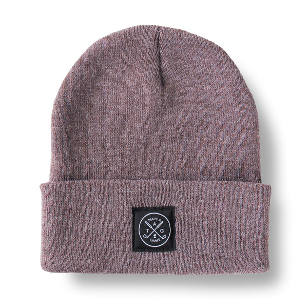 That's A Gimme™ Heathered Mauve Beanie - Black Patch